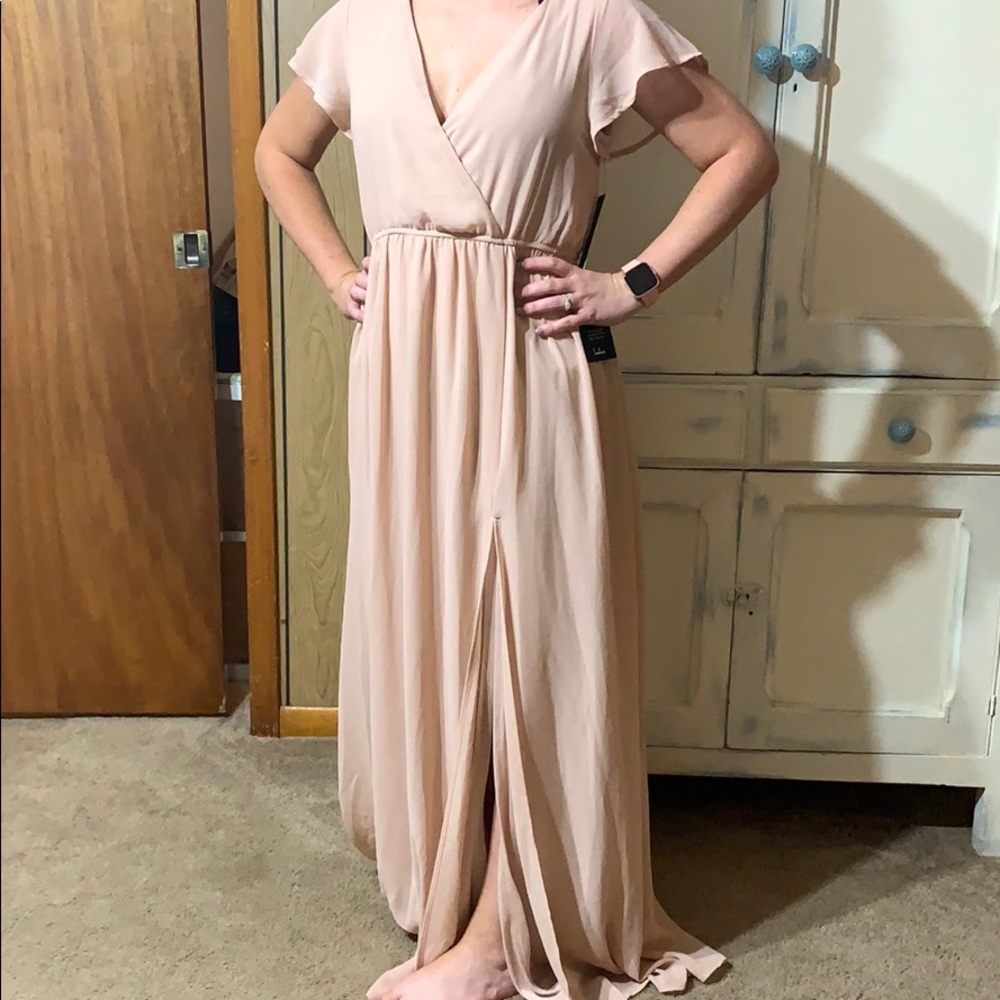 Lost in the moment blush maxi dress
